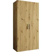 MEBLE KRYSPOL Schrank 100x202x52 cm mit Kleiderstange, 2xTür, BARI, Artisan-Eiche, Griff Silber