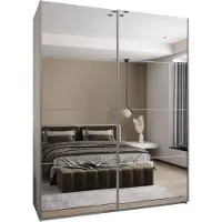 MEBLE KRYSPOL LUX 2 Schrank - 245,5x200x64cm - Weiß, Weiß, Silber
