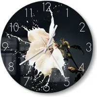 DEQORI Glasuhr Ø30 cm Zahlen 'Milchige Blüte' Wanduhr Glas Uhr Design leise