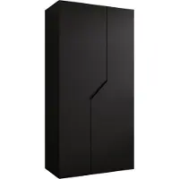 MEBLE KRYSPOL Schrank 100x202x52 cm mit Kleiderstange, 2xTür, ANDREW, Schwarz, Griff Schwarz