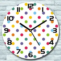 Coloray Wanduhr aus Glas Rund fi 30 Bunte Punktemuster Quarz Deko Schlafzimmer Büro
