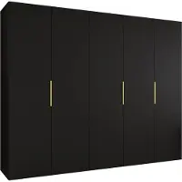 MEBLE KRYSPOL , Kleiderschrank, Schrank 250 cmx202x52, Schwarz, Gold