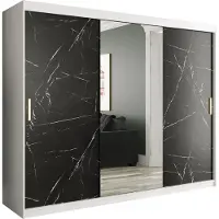 MEBLE KRYSPOL Schwebetürenschrank MARMUR T1 250, Kleiderschrank für Schlafzimmer, Modern Design