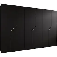 MEBLE KRYSPOL Schrank 300x202x52 cm mit Kleiderstange, 6xTür, ANDREW, Schwarz, Griff Kaschmir