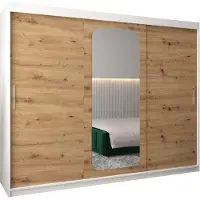 MEBLE KRYSPOL Promo 2250 Schlafzimmerschrank drei Schiebetüren - Mattweiß + Artisan
