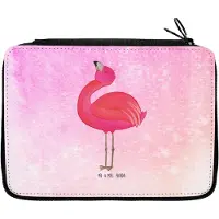 Mr. & Mrs. Panda Schlampermäppchen Flamingo Stolz - Aquarell Pink - Geschenk, Federmäppchen, Stifteetui, Tochter, Mäppchen, Mama, Etui, Rosa, Bleistiftetui
