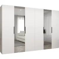 MEBLE KRYSPOL , Kleiderschrank, Schrank 300 cmx202x52, Weiß, Schwarz