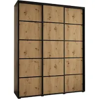 MEBLE KRYSPOL Cannes 4 Schrank mit 3 Schiebetüren - 205,2x190x45 cm - Schwarz Artisan Schwarz