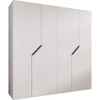 MEBLE KRYSPOL Schrank 200x202x52 cm mit Kleiderstange, 4xTür, ANDREW, Weiß, Griff Schwarz