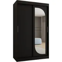 MEBLE KRYSPOL LUCY 120 Kleiderschrank mit zwei Schiebetüren für Schlafzimmer – moderner Aufbewahrungsschrank mit Kleiderstange und Regalen – 120x200x62cm - Mattschwarz