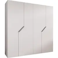 MEBLE KRYSPOL Schrank 200x202x52 cm mit Kleiderstange, 4xTür, ANDREW, Weiß, Griff Kaschmir