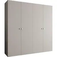 MEBLE KRYSPOL Schrank 200x202x52 cm mit Kleiderstange, 4xTür, PARMA, Kaschmir, Griff Silber