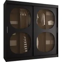 MEBLE KRYSPOL Kleiderschrank mit Glas 200 x 200 x 62 cm BAHRAJN 2, Schwarz