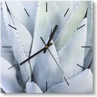 DEQORI Glasuhr 30x30 cm Modern 'Flüsternde Agave' Wanduhr Glas Uhr Design leise Küchenuhr