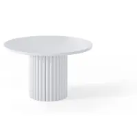 Design Möbel LOMELO Design Couchtisch rund Weiß Ø67 – Rillenfuß, 42 cm Höhe, modern & schlicht