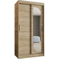 MEBLE KRYSPOL LUCY 100 Schlafzimmerschrank mit zwei Schiebetüren – moderner Aufbewahrungsschrank mit Kleiderstange und Regalen – 100x200x62cm - Sonoma