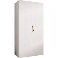 MEBLE KRYSPOL Schrank 100x202x52 cm mit Kleiderstange, 2xTür, SANDI, Weiß, Griff Gold
