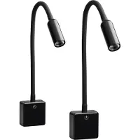 SEBSON 2x LED Steckdosenlampe dimmbar schwarz, Steckerlampe 4W flexibel Leselampe Leuchte