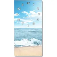 Tulup Wanduhr aus Glas – 30x60 cm - Glasbild - Glasuhr - Gehärtetes Glas -Strand und Meer