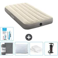 Intex Luftbett – 1 Person – 99 x 191 x 25 cm – Beige – im Lieferumfang enthalten Spannbettuch - Küssen - Pumpe - Reperaturset en Kissenschutz