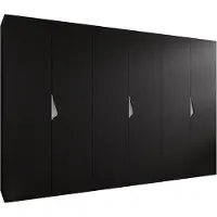 MEBLE KRYSPOL Schrank 300x202x52 cm mit Kleiderstange, 6xTür, SANDI, Schwarz, Griff Kaschmir