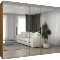 MEBLE KRYSPOL , Kleiderschrank, Schrank 250 cmx202x52, Artisan Eiche, Schwarz