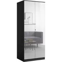 Mzm24 Drehtürenschrank mit Spiegel Monza 2D 80 Schwarz