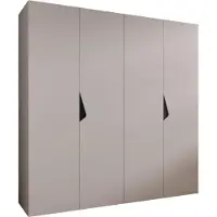 MEBLE KRYSPOL Schrank 200x202x52 cm mit Kleiderstange, 4xTür, SANDI, Kaschmir, Griff Schwarz