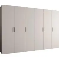 MEBLE KRYSPOL Schrank 300x202x52 cm mit Kleiderstange, 6xTür, BARI, Kaschmir, Griff Silber