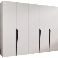 MEBLE KRYSPOL Schrank 250x202x52 cm mit Kleiderstange, 5xTür, PIANO, Weiß, Griff Schwarz