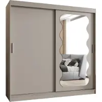 MEBLE KRYSPOL SPOTI 200 Kleiderschrank mit zwei Schiebetüren für Schlafzimmer – moderner Aufbewahrungsschrank mit Kleiderstange und Regalen – 200x200x62cm - Kaschmir