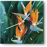 ARTTOR Wanduhr - Quadrat - Glasuhr - Himmlisch Vogel Blume - 30x30cm - Schleichendes Uhrwerk - Lautlos - zum Aufhängen bereit - Dekoration Modern - Wanddekoration aus Glas - C3AC30x30-4980