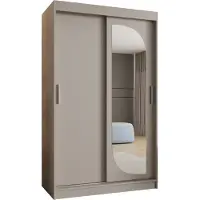 MEBLE KRYSPOL LUCY 120 Kleiderschrank mit zwei Schiebetüren für Schlafzimmer – moderner Aufbewahrungsschrank mit Kleiderstange und Regalen – 120x200x62cm - Kaschmir