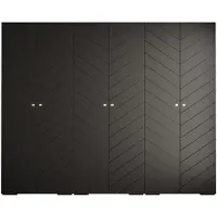 MEBLE KRYSPOL Kryspol - Kleiderschrank Schwarz, 6 Tür, 3 Modul 300x236,7x47cm, Manhattan Ryfel 4