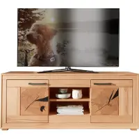 Lebenswert TV-Wand "WZ-0315" aus Kernbuche in natur geölt mit 2 Türen. Abmessungen (BxHxT) 150x62x46 cm