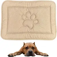DOTTY Hundematte mit Pfotenmotiv – Beige – Größe L (88×60 cm) – waschbares, wasserdichtes Hundebett – rutschfest und langlebig für große Hunde