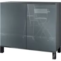 Vladon Kommode Skadu V3, Moderner Küchenschrank mit 2 großen Türen Anthrazit matt / Grau Hochglanz (92,5 x 84.5 x 35)