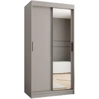 MEBLE KRYSPOL Kryspol - - Kleiderschrank mit Spiegel, 100x200x62cm, 2 Tür, RUBINO T2 100 Kaschmir
