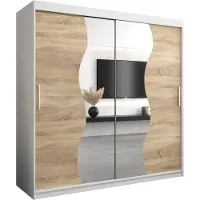 MEBLE KRYSPOL Kleiderschrank, Schiebetürenschrank Schlafzimmer, Schrank mit Spiegel MADRYT 200 cm