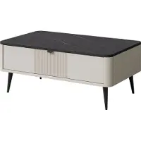 Mirjan 24 Couchtisch MARLY REG 16, Couchtisch, Schwarze Metallfüße (Farbe: Cashmere / Cashmere + Steingrau)