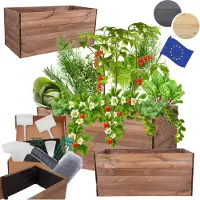MODO24 Hochbeet Holz, Pflanzkasten, Massivholz, Kiefer, Kräuterbeet, Blumenkasten, Garten, Terrasse, 54x120x80 cm, Braun, ZP06