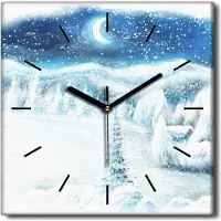 Coloray Uhr auf Leinwand 30x30 cm Wand Uhr Dekoration Wohnzimmer Segeltuch schwarze Hände -Schnee-Schneewinter.