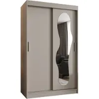 MEBLE KRYSPOL ULTRA 120 Kleiderschrank mit zwei Schiebetüren für Schlafzimmer – moderner Aufbewahrungsschrank mit Kleiderstange und Regalen – 120x200x62cm - Kaschmir