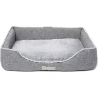 DOTTY Schlafplatz Hundebett Hundesofa Katzenbett Kuscheliges Haustierbett Plüschbett für kleine bis mittelgroße Hunde, Grau, Größe M (65 cm x 50 cm)