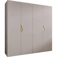 MEBLE KRYSPOL Schrank 200x202x52 cm mit Kleiderstange, 4xTür, SANDI, Kaschmir, Griff Gold