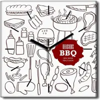 Coloray Uhr auf Leinwand 30x30 cm Wand Uhr Dekoration Wohnzimmer Segeltuch schwarze Hände -Küchenkunst BBQ.
