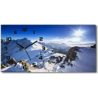 Tulup Wanduhr aus Glas – 60x30 cm - Glasbild - Glasuhr - Gehärtetes Glas - schwarze-zeiger - Tatra Gipfel