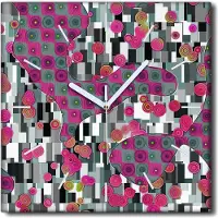 Coloray Uhr auf Leinwand 30x30 cm Wand Uhr Dekoration Wohnzimmer Segeltuch weiße Zeiger -Abstraktion Kunst Klimt.