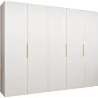 MEBLE KRYSPOL , Kleiderschrank, Schrank 250 cmx202x52, Weiß, Gold
