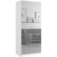 Mzm24 Drehtürenschrank mit Spiegel Monza 2D 80 Weiß